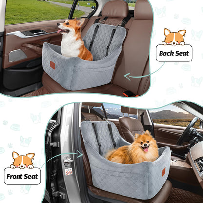 Dog Booster Car Seat for Medium Dogs Up to 40lbs Pets with 2 Clip-On Leashes