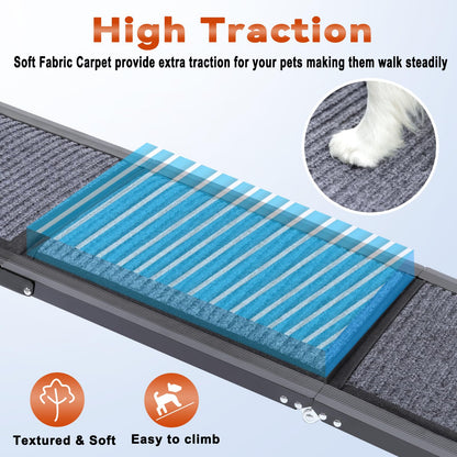 63"x17" Foldable Dog Ramp - 200 lb Capacity, Non-Slip Rug Surface for Large Dogs (Car/SUV/Truck)