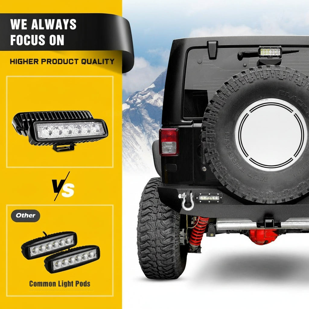 Nilight - JK-52A Rear Bumper Compatible for 2007-2018 Wrangler JK,Rock Crawler Bumper with Hitch Receiver & 2X Upgraded 18W LED Lights Off Road Textured Black