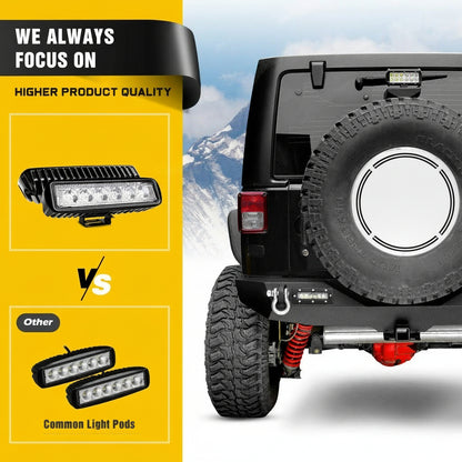 Nilight - JK-52A Rear Bumper Compatible for 2007-2018 Wrangler JK,Rock Crawler Bumper with Hitch Receiver & 2X Upgraded 18W LED Lights Off Road Textured Black