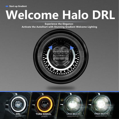 7" Round LED Headlights with Starry DRL & Gradient Halo - DOT Approved Universal Fit