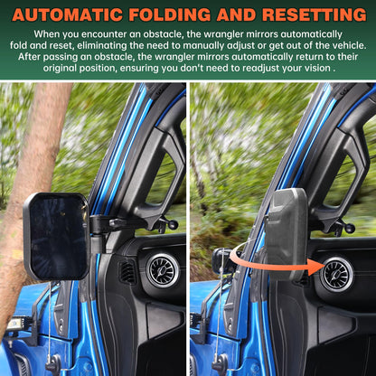 Wrangler JL JT Door Off Mirrors, Foldable, Anti-shake HD View