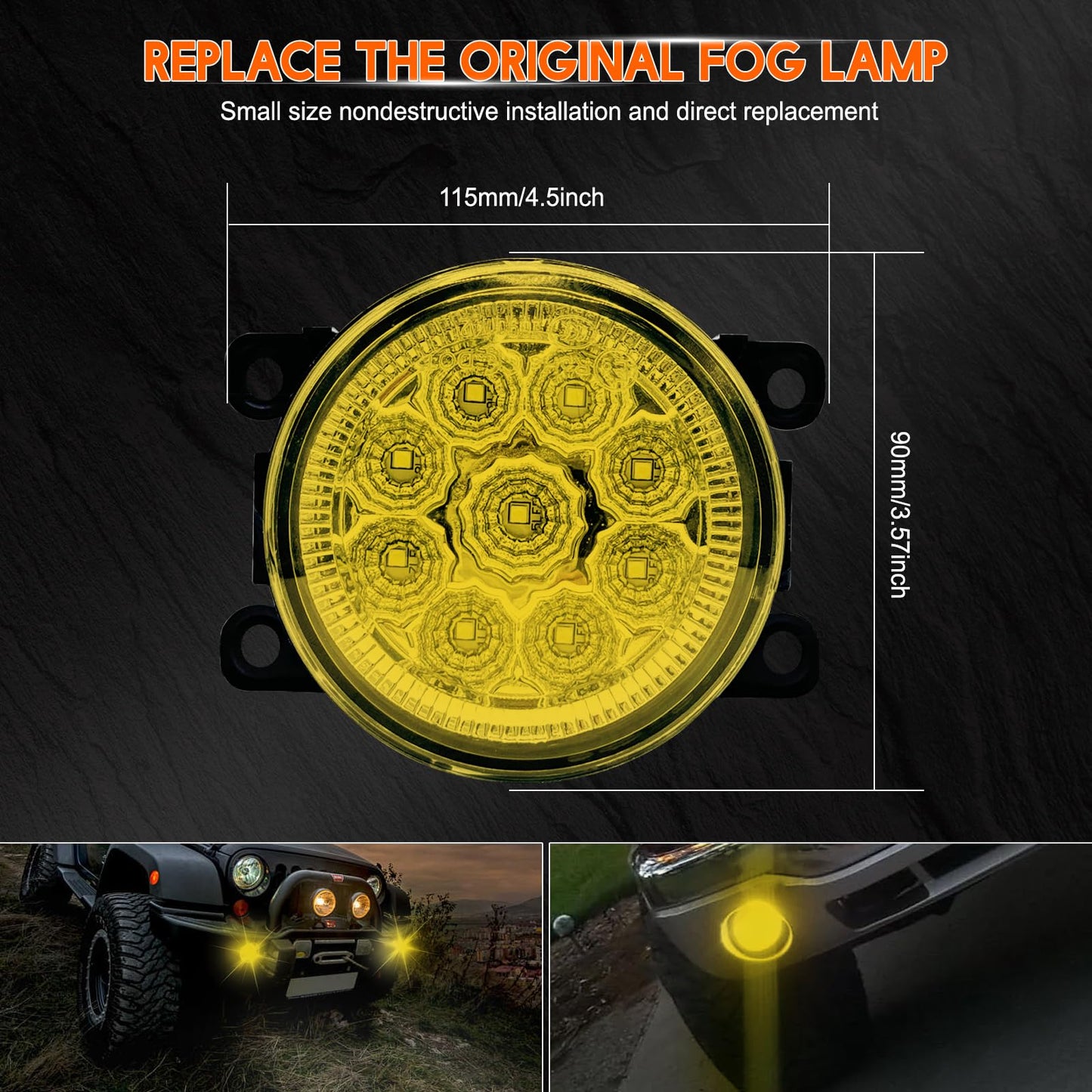 3.5 Inch Yellow Fog Lights for Ford Explorer 2011-2015