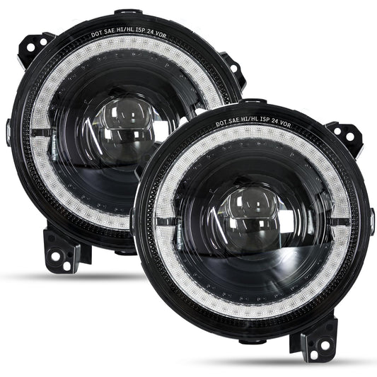 9" Round LED Headlights with DRL Halo for Jeep Wrangler JL/JT