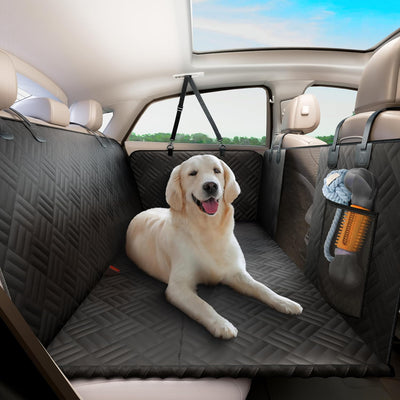 400 lb Hard-Bottom Dog Seat Cover - 600D Waterproof Scratch-Proof Hammock for Car/SUV