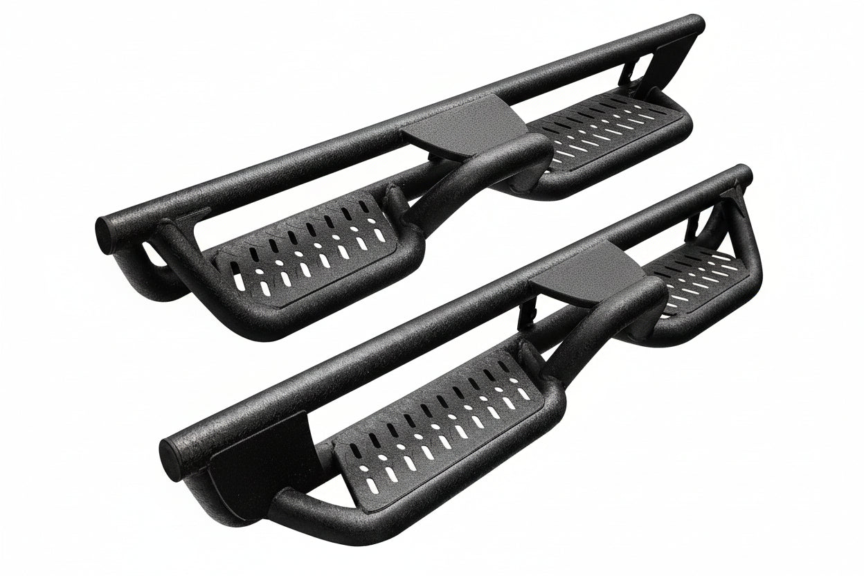 6" Two-Stair Running Boards for 2021-2026 Ford Bronco 4-Door - Carbon Steel Nerf Bars