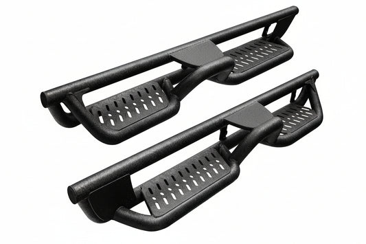 6" Two-Stair Running Boards for 2021-2026 Ford Bronco 4-Door - Carbon Steel Nerf Bars