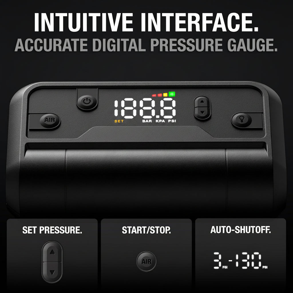 Air AL5 Cordless Tire Inflator - USB-C Rechargeable, 17 LPM, Digital Gauge/Auto-Shutoff for 31" Tires