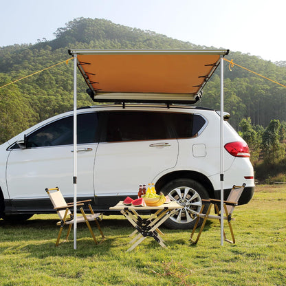 .6' x 6.6' Retractable Vehicle Awning - UV50+, PU3000mm Waterproof for SUV Camping