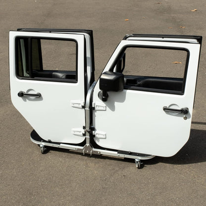 Folding Rolling Door Cart (4-Door) for Jeep Wrangler & Gladiator - Aluminum/Silver (Patented)