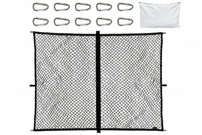 Stretchable Truck Bed Cargo Net (4'x4' to 7'x7') - Heavy Duty Carabiners for Pickup/SUV/ATV/Boat