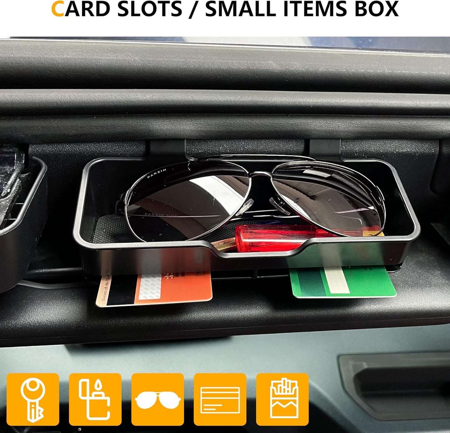 Sunglass Holder for 2021-2026 Ford Bronco 2/4-Door - Sun Visor Organizer (Black)
