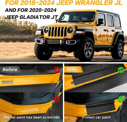 4-PCS Door Sill Guards for Jeep Wrangler JL (2018-2025) & Gladiator JT (2020-2024)