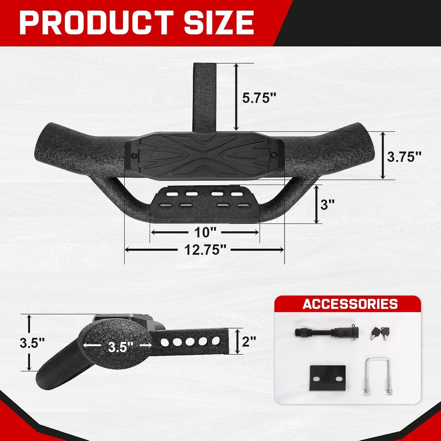 Double Layer Tow Hitch Step for 2" Hitch Receiver, Carbon Steel with Dual-Stage Black Powder Anti-Slip Trailer Hitch Step Universal Fit for Trucks SUV Car Van