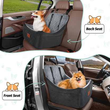 Dog Booster Car Seat for Medium Dogs Up to 40lbs Pets with 2 Clip-On Leashes