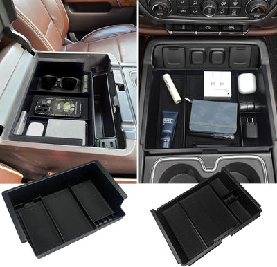 2-PCS Center Console Armrest Tray for 2014-2018 Chevy/GMC HD (Full Console/Bucket Seats Only)