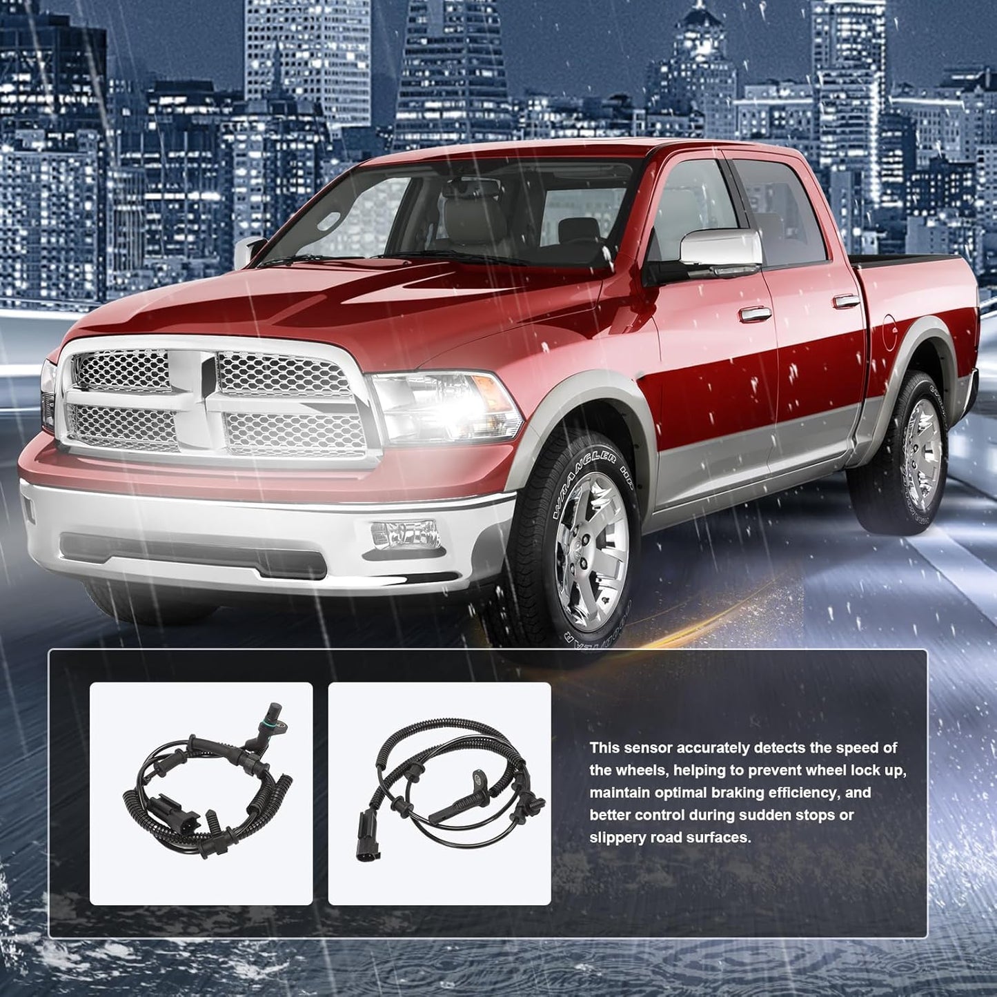 4-PCS ABS Wheel Speed Sensor Kit for 2013-2018 Ram 1500 & 2019 Classic - Replaces 68053861AB/AC/AD
