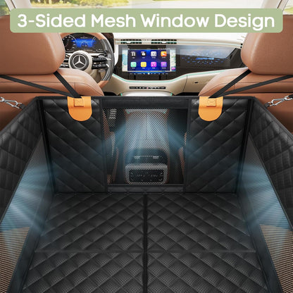 Hard-Bottom Dog Seat Extender w/3 Mesh Windows - Waterproof Strong Support for Car/Truck/SUV