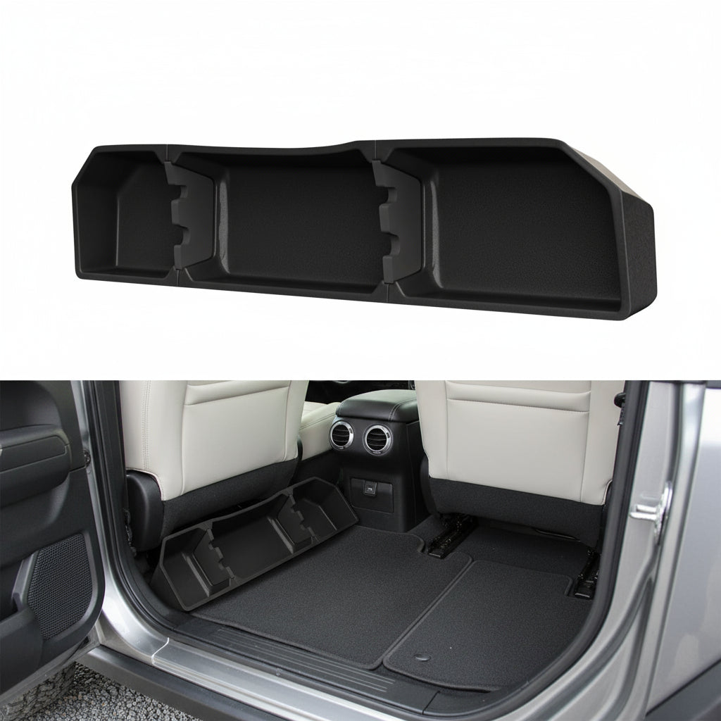 KitsPro Black Rear Underseat Storage Custom Fit 2017-2024 Ford F-250 F-350 F-350 Super Duty and 2015-2024 Ford F-150 SuperCrew Crew Cab Heavy Duty Rear Under Back Seat Box Organizer, Anti Slip