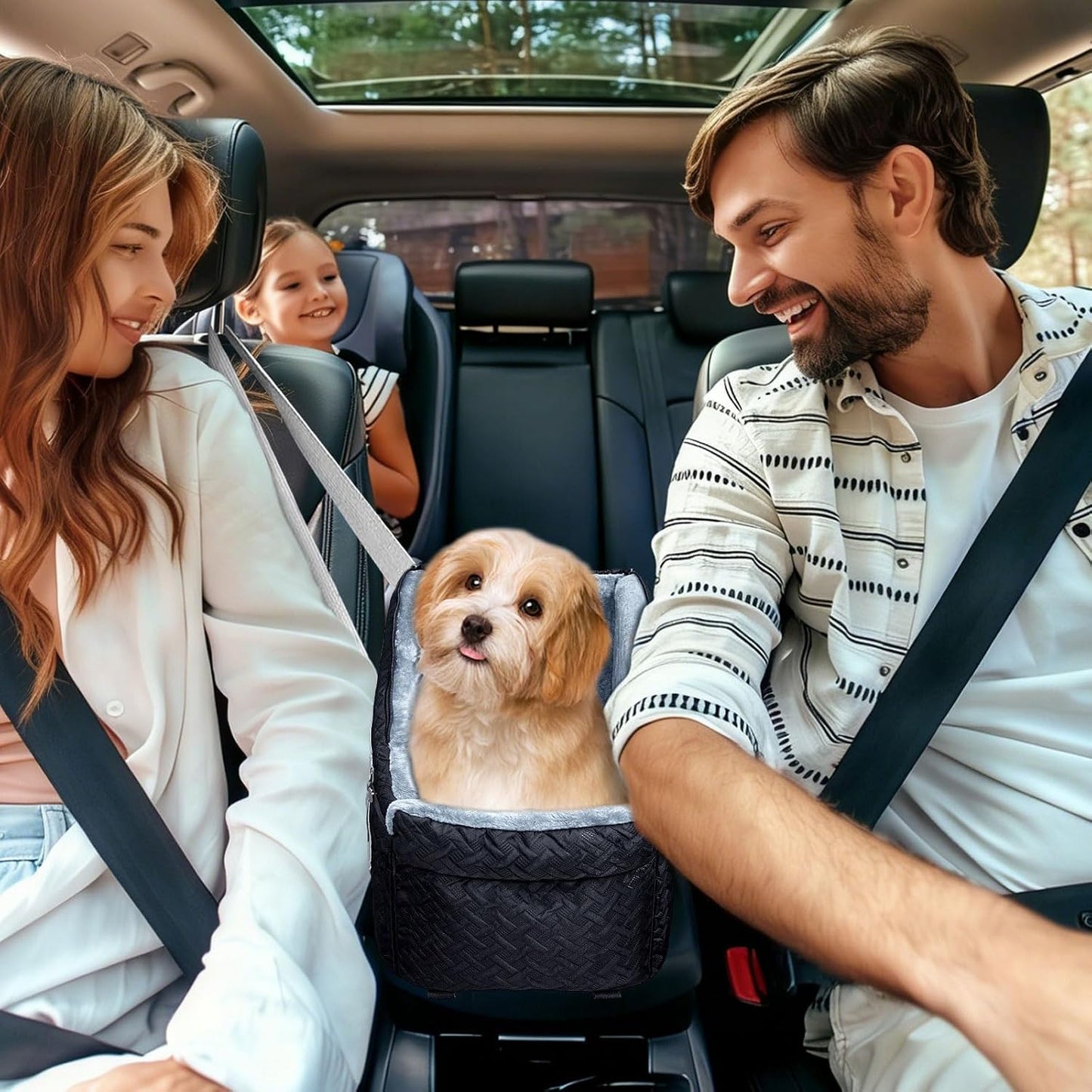Center Console Dog Booster Seat - Safety Net, 0-15 lbs for Small Pets/Puppies/Cats