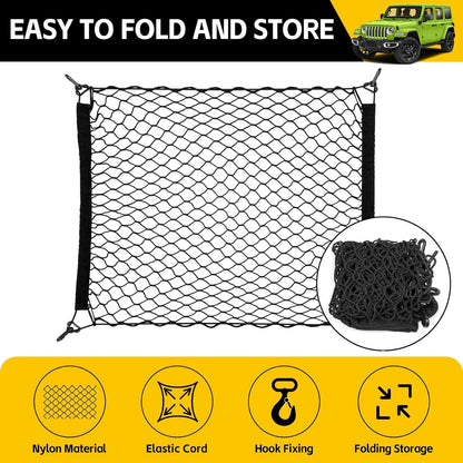 Trunk Cargo Net for 2019-2025 Jeep Wrangler JL 4XE 4 Door Trunk Organizer Net Anti-Slip Rear Mesh Cargo Netting for 19-25 Wrangler JL JLU 4XE SUV Accessories