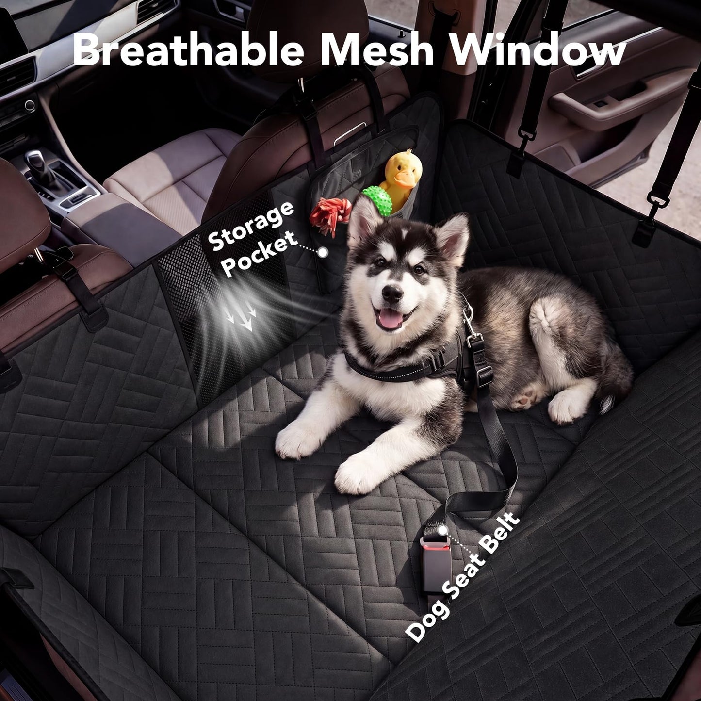 600D Oxford Hard-Bottom Dog Seat Cover - 400 lb Capacity, Waterproof Scratch-Proof for Car/SUV