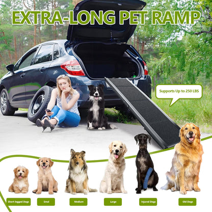 71"x17.3" Foldable Dog Ramp - 250 lb Capacity, Non-Slip Wide Surface for SUV/Truck/Car