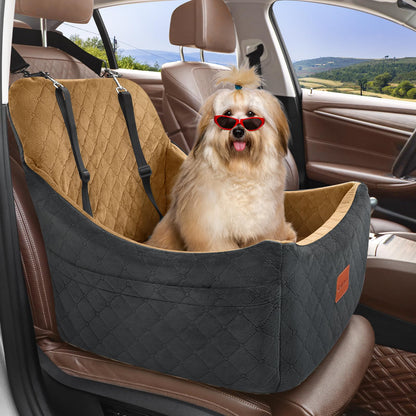 Dog Booster Car Seat for Medium Dogs Up to 40lbs Pets with 2 Clip-On Leashes