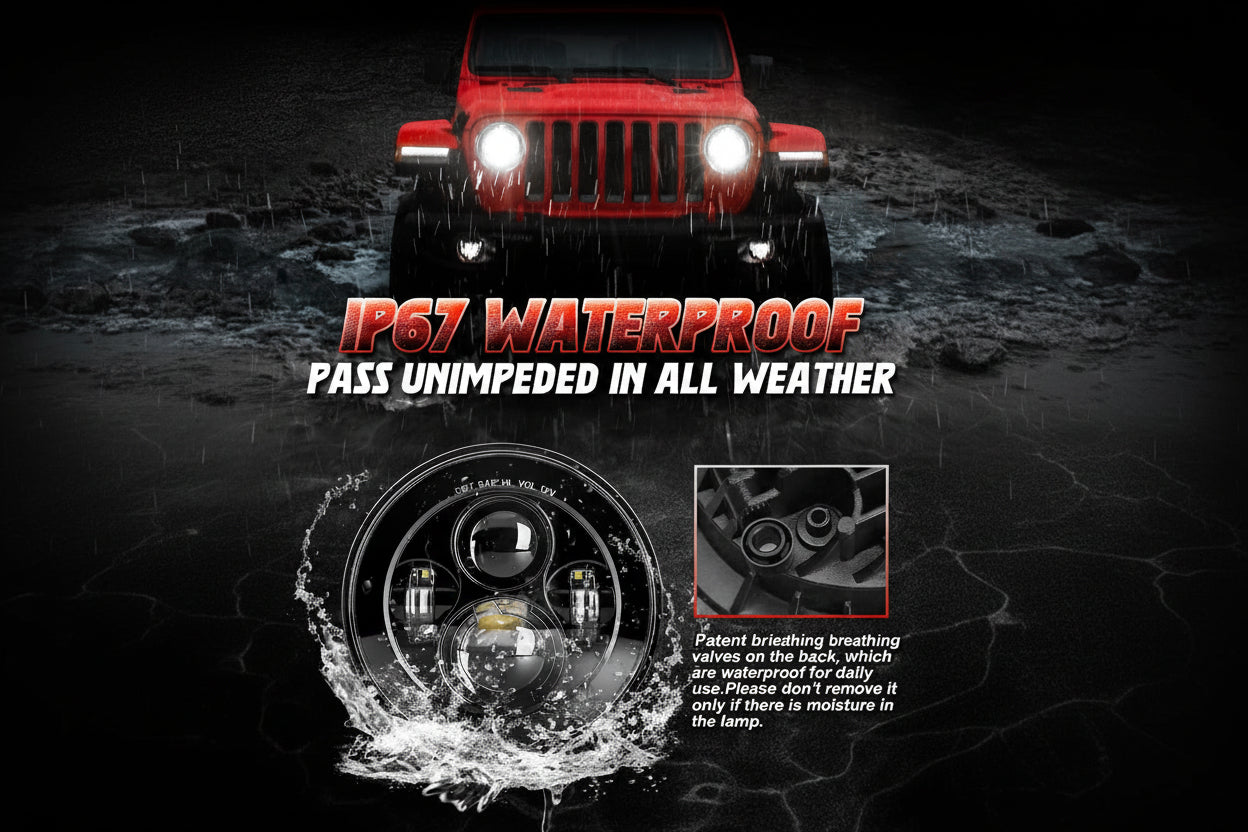 1000% Brighter 7" LED Headlights - H6024 Round, DOT Approved, Jeep JK JL Fit
