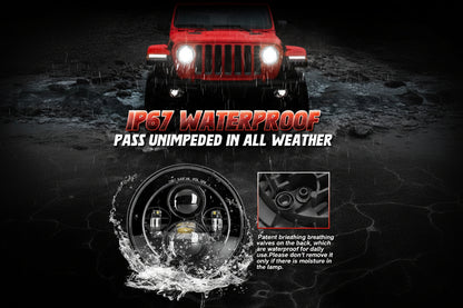 1000% Brighter 7" LED Headlights - H6024 Round, DOT Approved, Jeep JK JL Fit