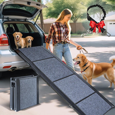 63"x17" Foldable Dog Ramp - 200 lb Capacity, Non-Slip Rug Surface for Large Dogs (Car/SUV/Truck)