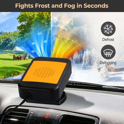 2026 Upgraded 12V Portable Car Heater - Plugs into Cigarette Lighter, 360° Rotatable Defroster