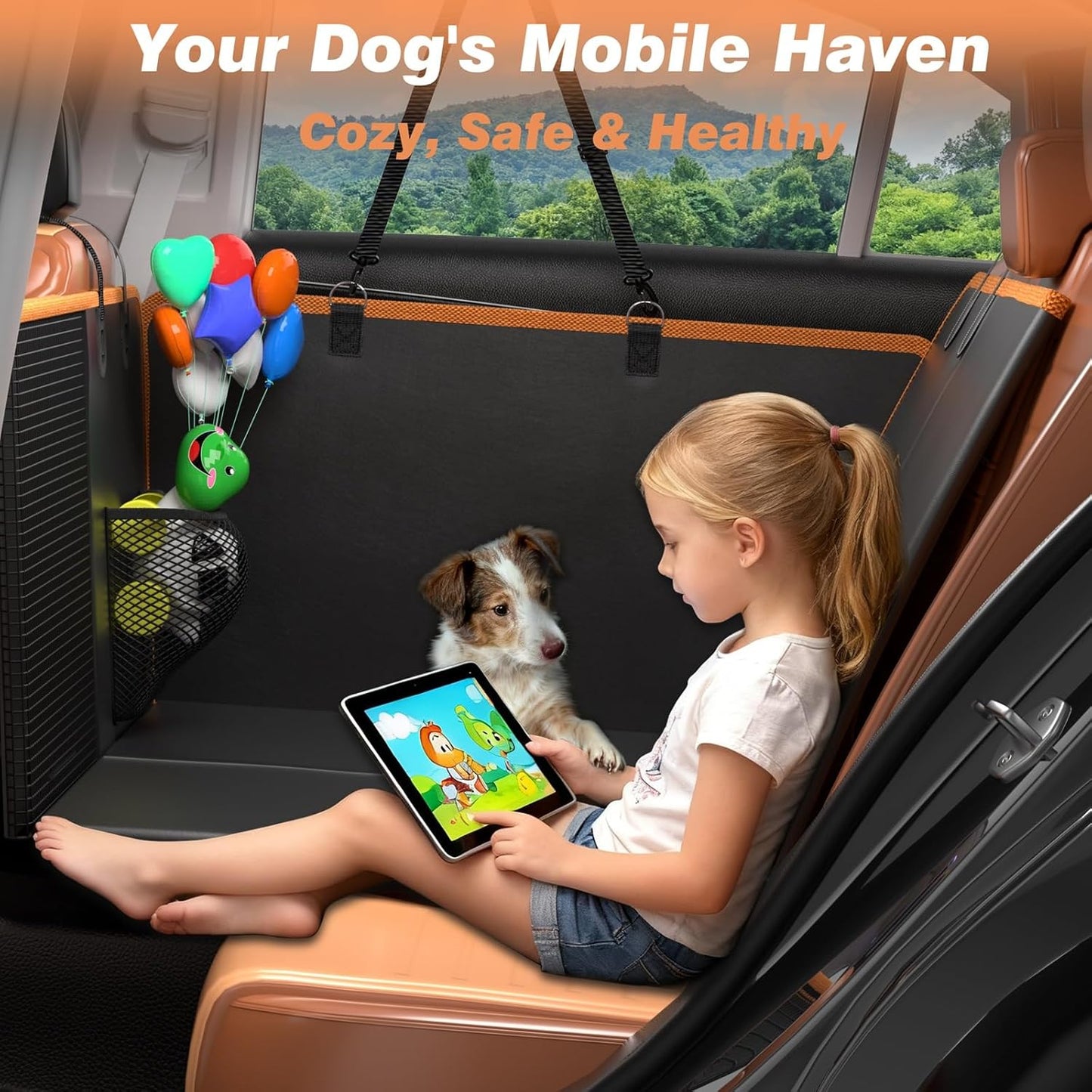 450 lb Back Seat Extender with Hard Bottom - Waterproof Non-Slip, 45% More Space for Cars/SUVs/Trucks