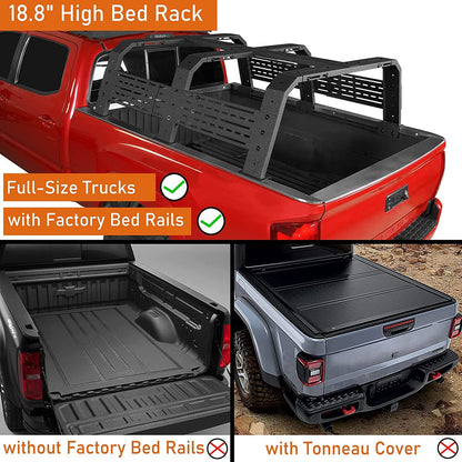 12.2"//18.8" High Overland Bed Rack Full-Size for Toyota 07-23 Tundra & 05-23 Tacoma 6' Bed