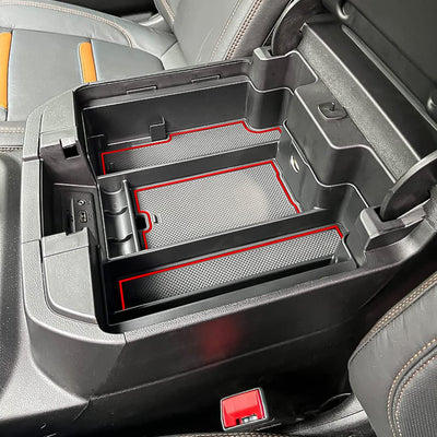 Center Console Organizer Tray for 2019-2022 Chevy Silverado 1500 & GMC Sierra 1500, 2020-2023 Silverado/Sierra 2500HD/3500HD, Black ABS