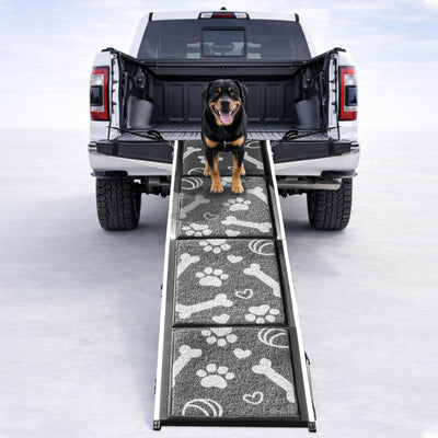 71"x20" Quad-Fold Dog Ramp - 250 lb Capacity, Non-Slip, Side-Strap Stability for Large Dogs