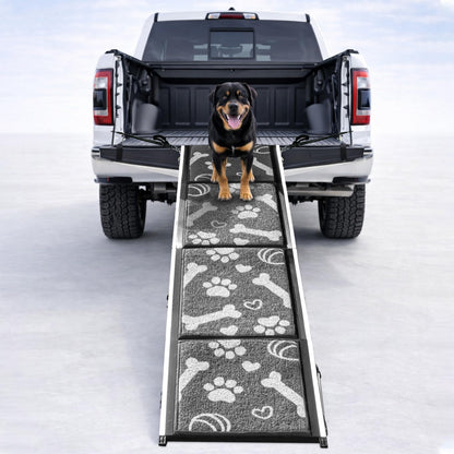 71"x20" Quad-Fold Dog Ramp - 250 lb Capacity, Non-Slip, Side-Strap Stability for Large Dogs