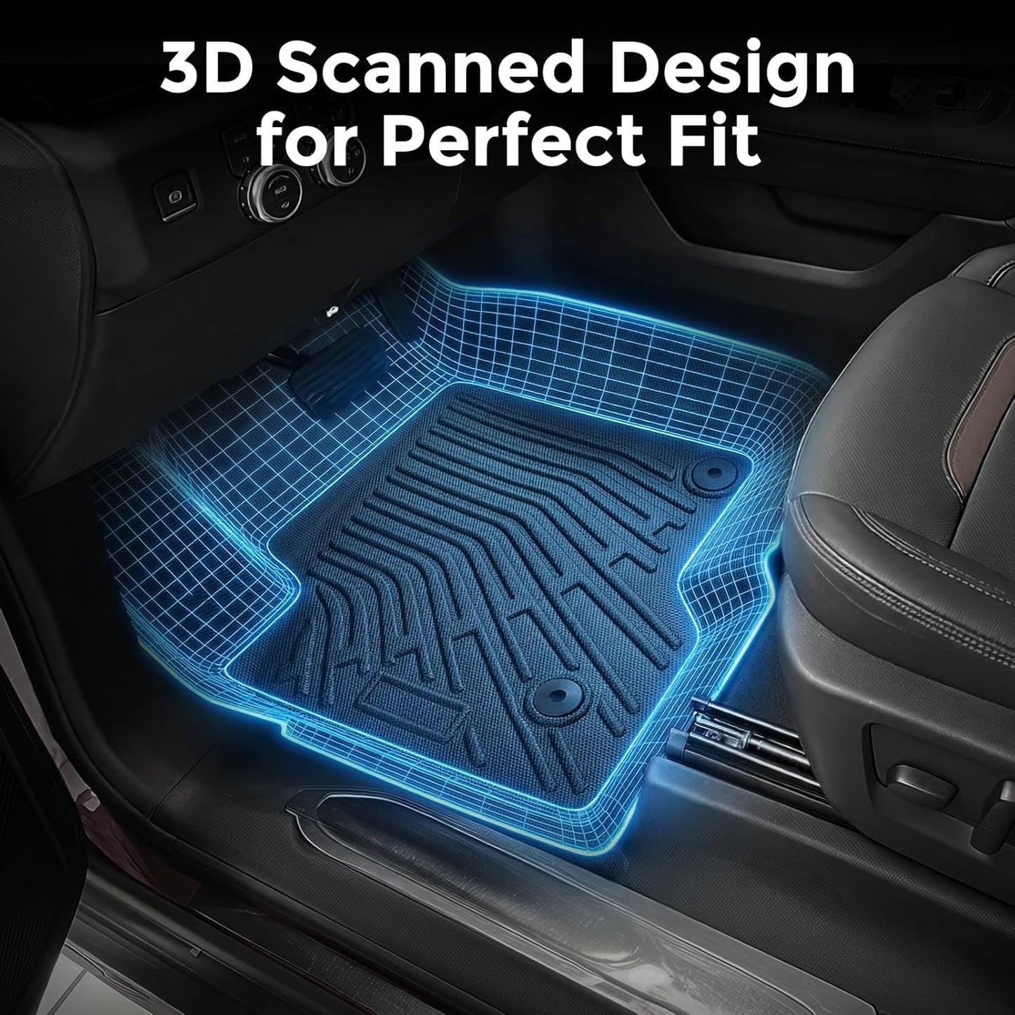 TPE All-Weather Floor Mats for 2019-2026 Chevy/GMC Crew Cab (Bucket Seats, w/Under-Seat Storage)