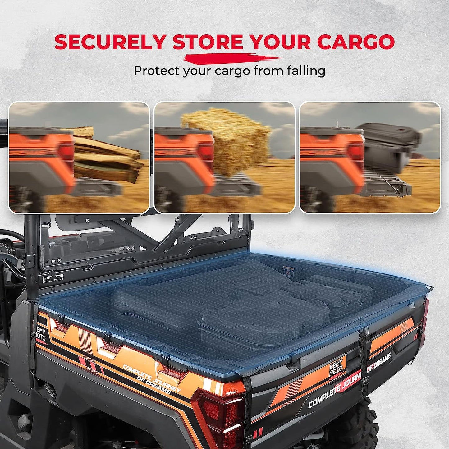 UTV Soft Cargo Bed Cover Waterproof Canvas Tonneau Cover Compatible with 2017-2023 Polaris - OHMU