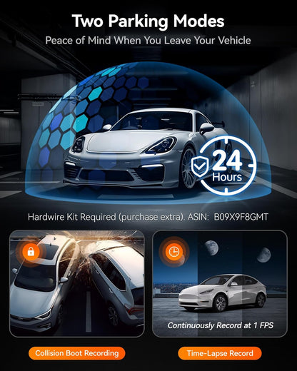 i07 3-Channel Dash Cam - 4K Front + 1080P Inside/Rear, WiFi GPS, 32GB Card, 24H Parking Mode
