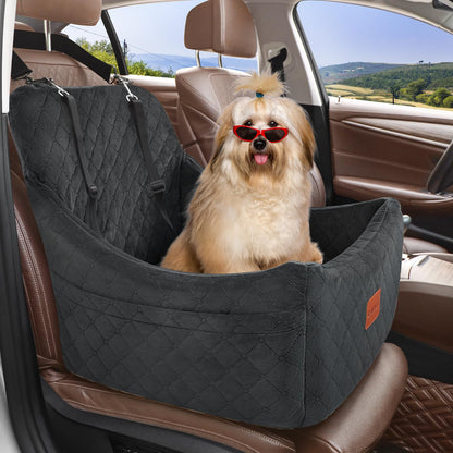 Dog Booster Car Seat for Medium Dogs Up to 40lbs Pets with 2 Clip-On Leashes