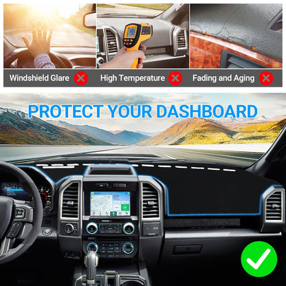 Dash Cover for 2015-2020 Ford F-150 - Felt Dash Mat, UV Protection, Non-Slip