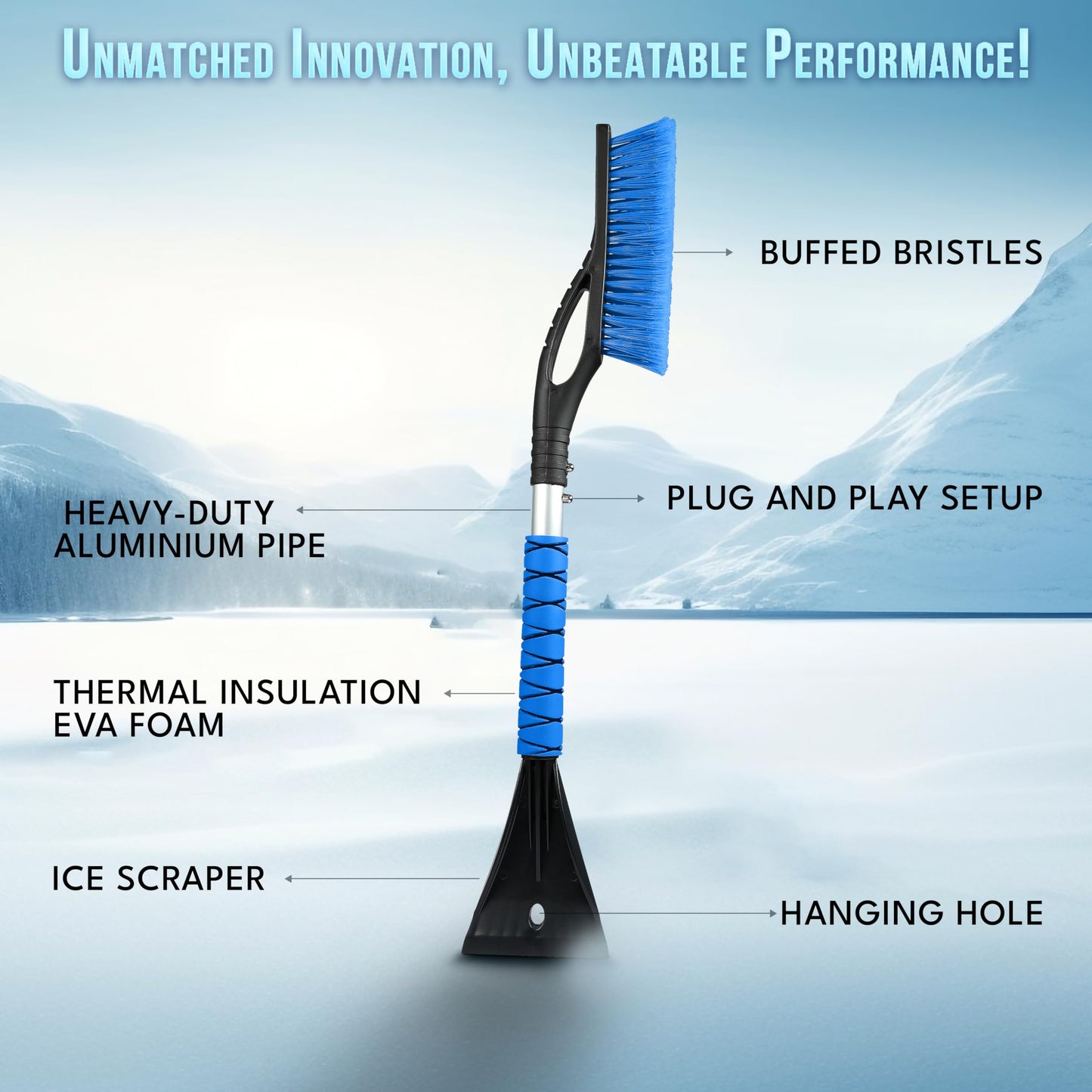 2-Pack 27" Snow Brush & Ice Scraper with Aluminium Body - Scratch-Free