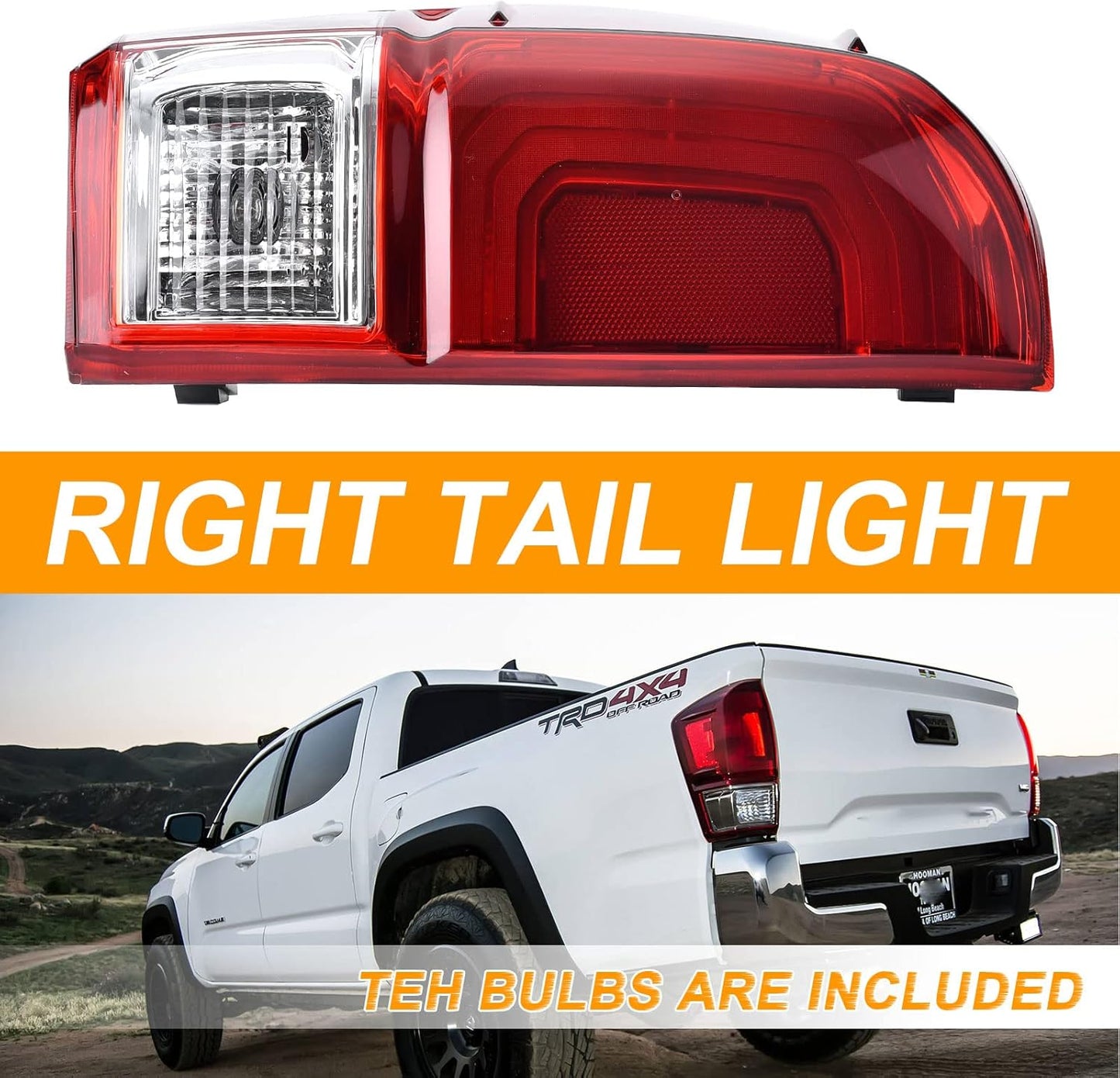 Nakuuly Tail Light Rear Lamp Compatible With 2016-2022 Toyota Tacoma Right Passenger Side Taillight Brake Signal Assembly with Bulb # ‎81550-04170