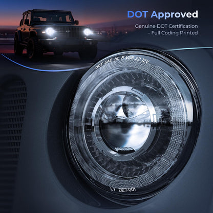 7" Round LED Headlights with Starry DRL & Gradient Halo - DOT Approved Universal Fit
