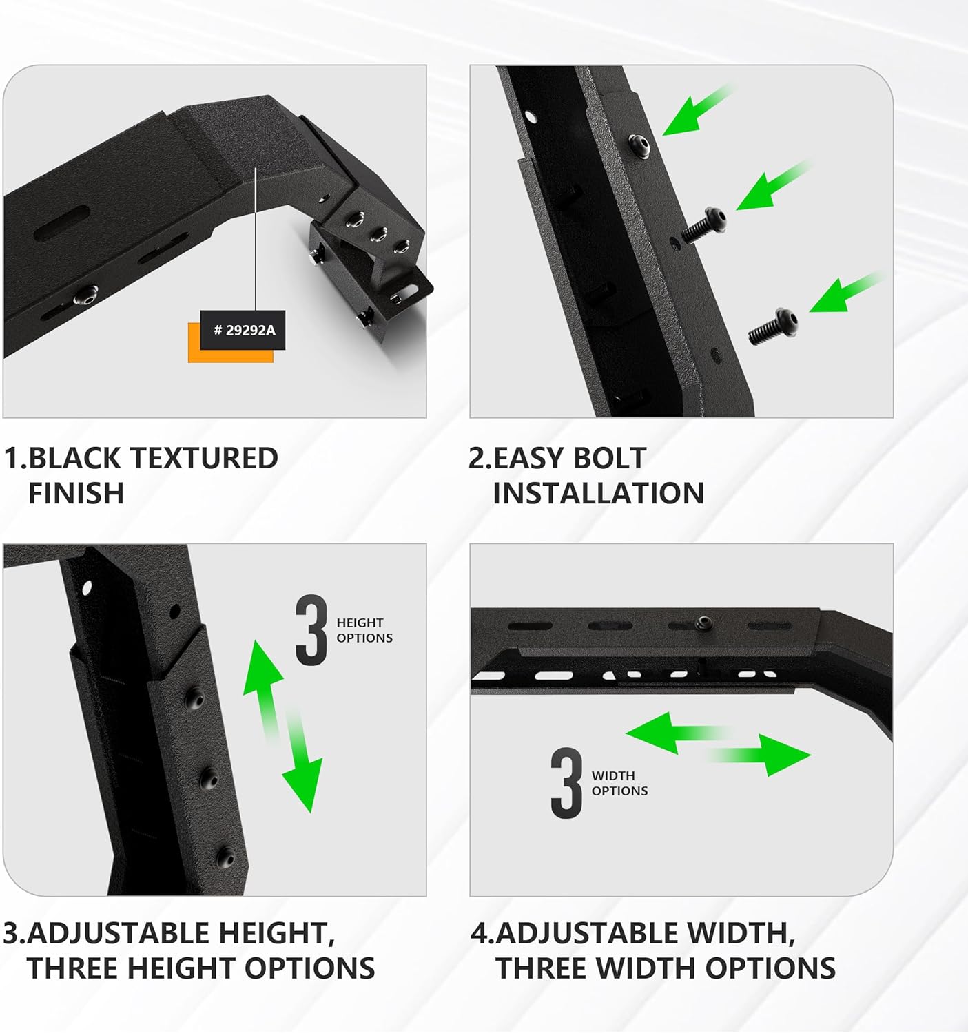 Bed Rack Overland Racks Truck Cargo Carrier with 2 LED Light Bar for Toyota & Jeep - OHMU
