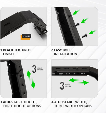 Bed Rack Overland Racks Truck Cargo Carrier with 2 LED Light Bar for Toyota & Jeep - OHMU