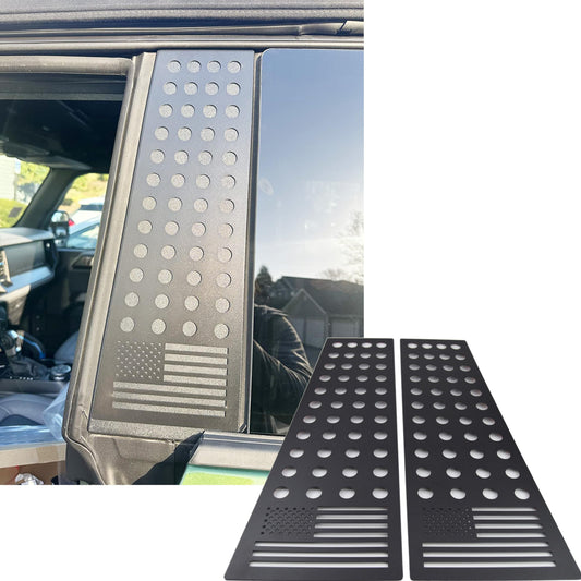 Bronco Window Pillar Black American Flag Accent Trim