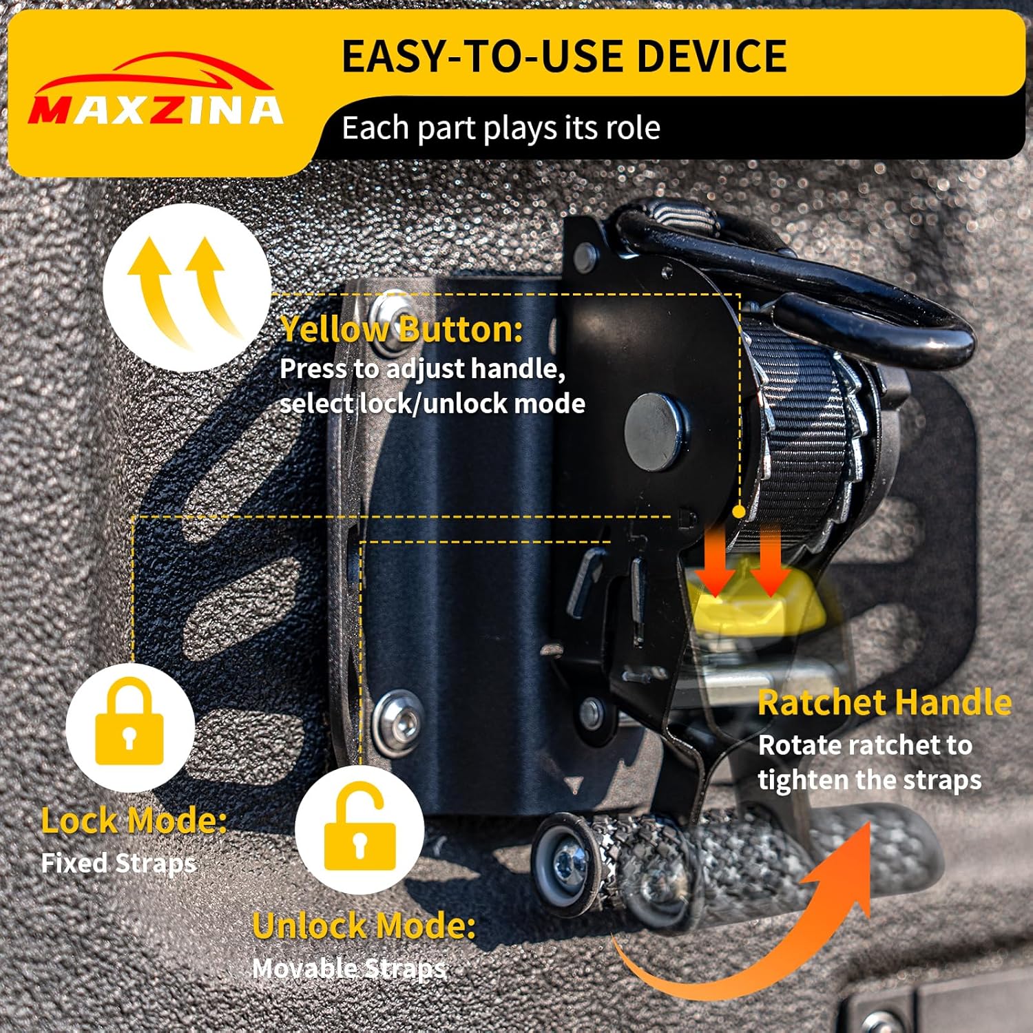 Retractable Ratchet Straps Compatible with 2015-2025 Ford F150 Retracting Straps 2PCS Auto Retract Securing Strap Tie Down System for 2024 F150 Accessories