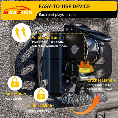 Retractable Ratchet Straps Compatible with 2015-2025 Ford F150 Retracting Straps 2PCS Auto Retract Securing Strap Tie Down System for 2024 F150 Accessories